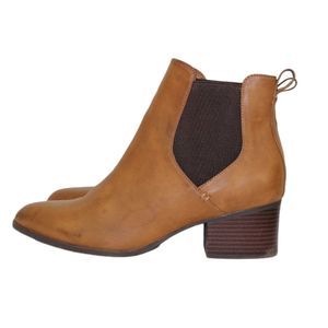 LOFT Tan Leather Chelsea Ankle Booties